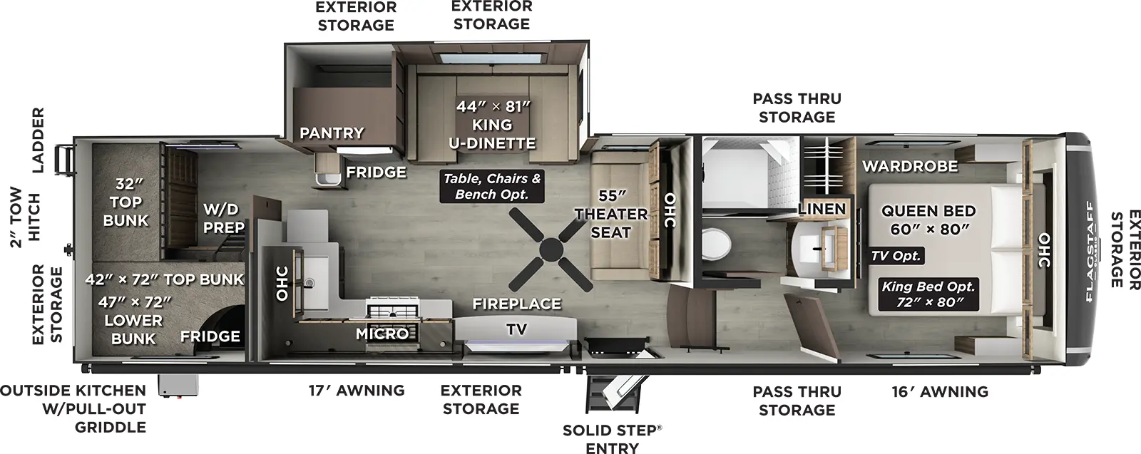 Flagstaff Classic Fifth Wheels F374DBH Floorplan